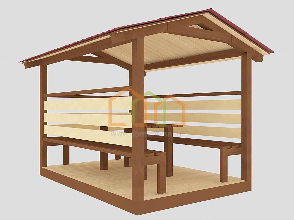 Беседка летняя 2х3 Площадь:6 м² Каркас 40х50 мм. под ключ в Угличе